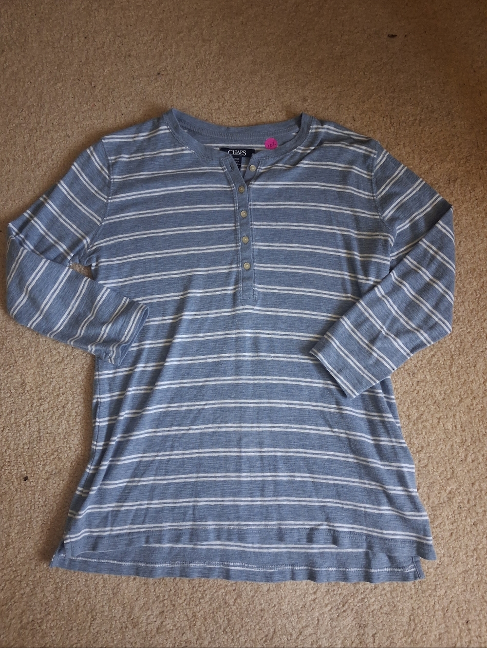 Chaps Light Blue and White Striped Knit Top